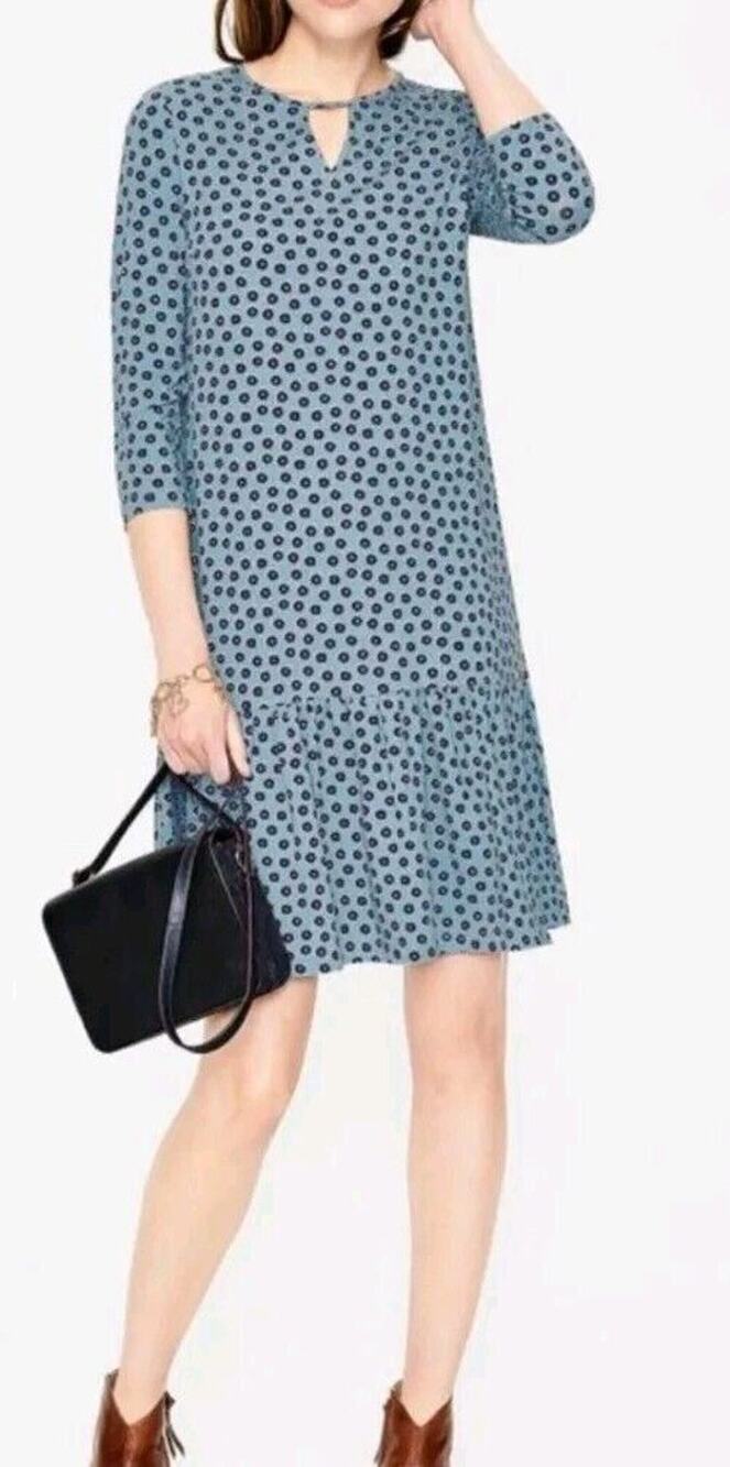 BODEN NEW NT Selena Jersey Blue Daisy Floral Midi Fluted Hem Dress 8R